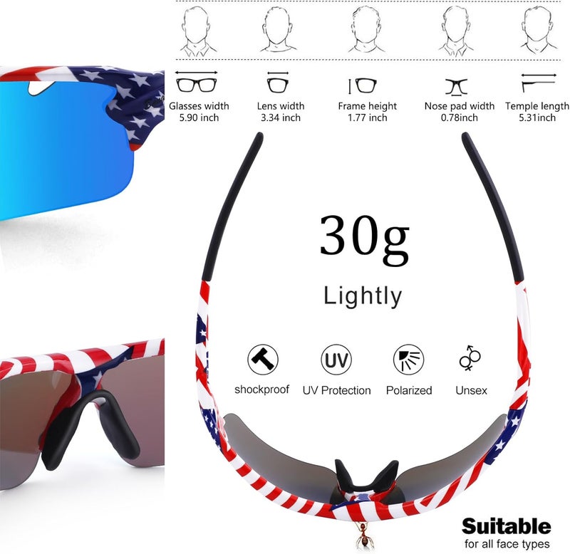 BangLong Polarized Sports Sunglasses Cycling Sun Glasses for Men Women with 5 Interchangeable Lenes for Running Baseball Golf - Image 4